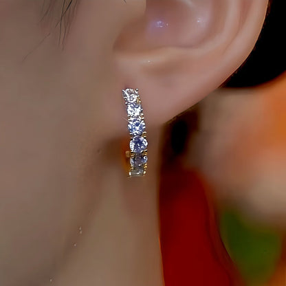14K Gold-Plated Elegant Zircon Diamond Hoop Earrings