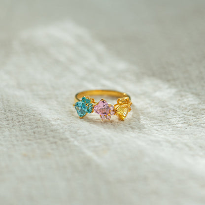 The Catmother Cat Paws 1-5 Birthstones Ring