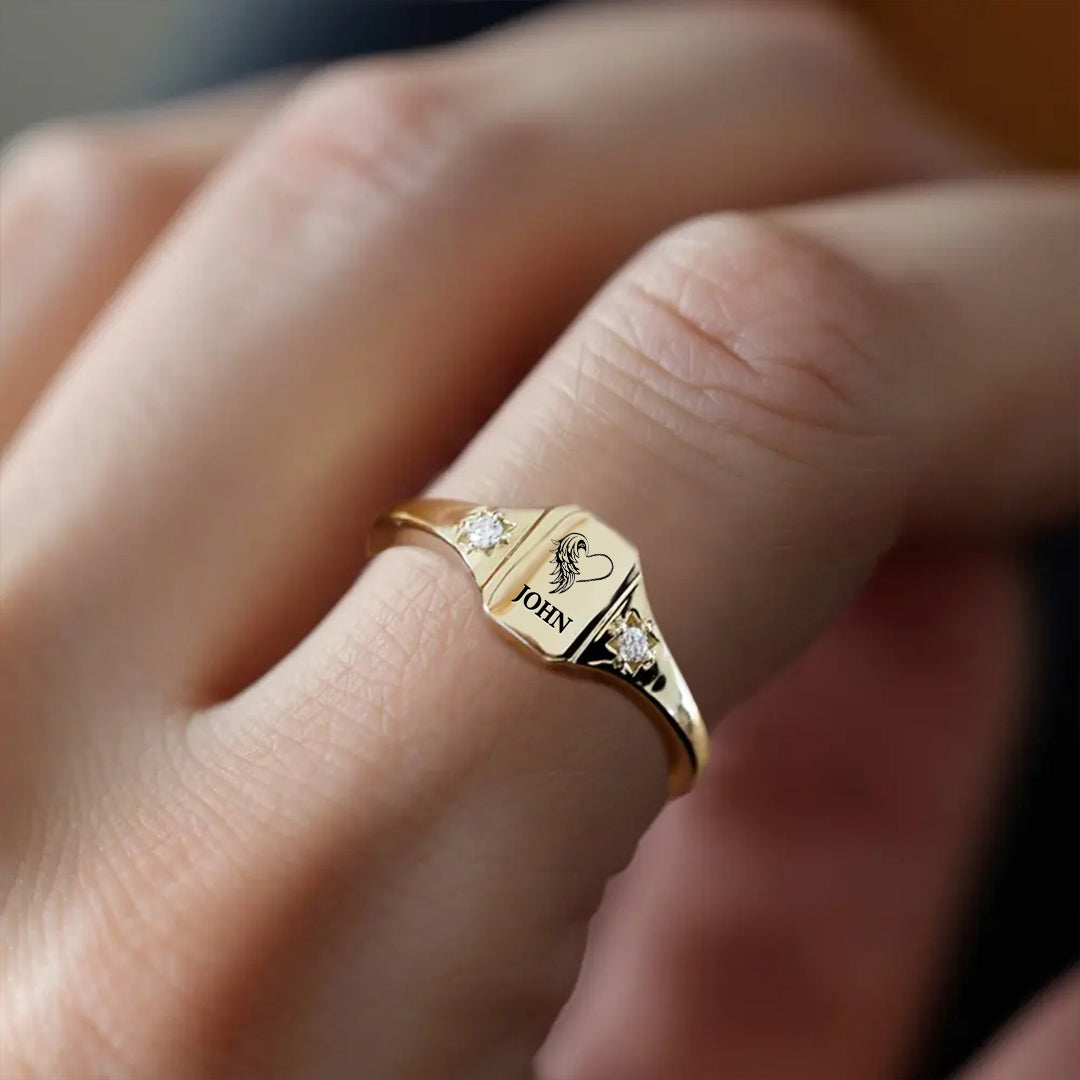 I’m A Mother To A Son With Wings Name Personalized Ring