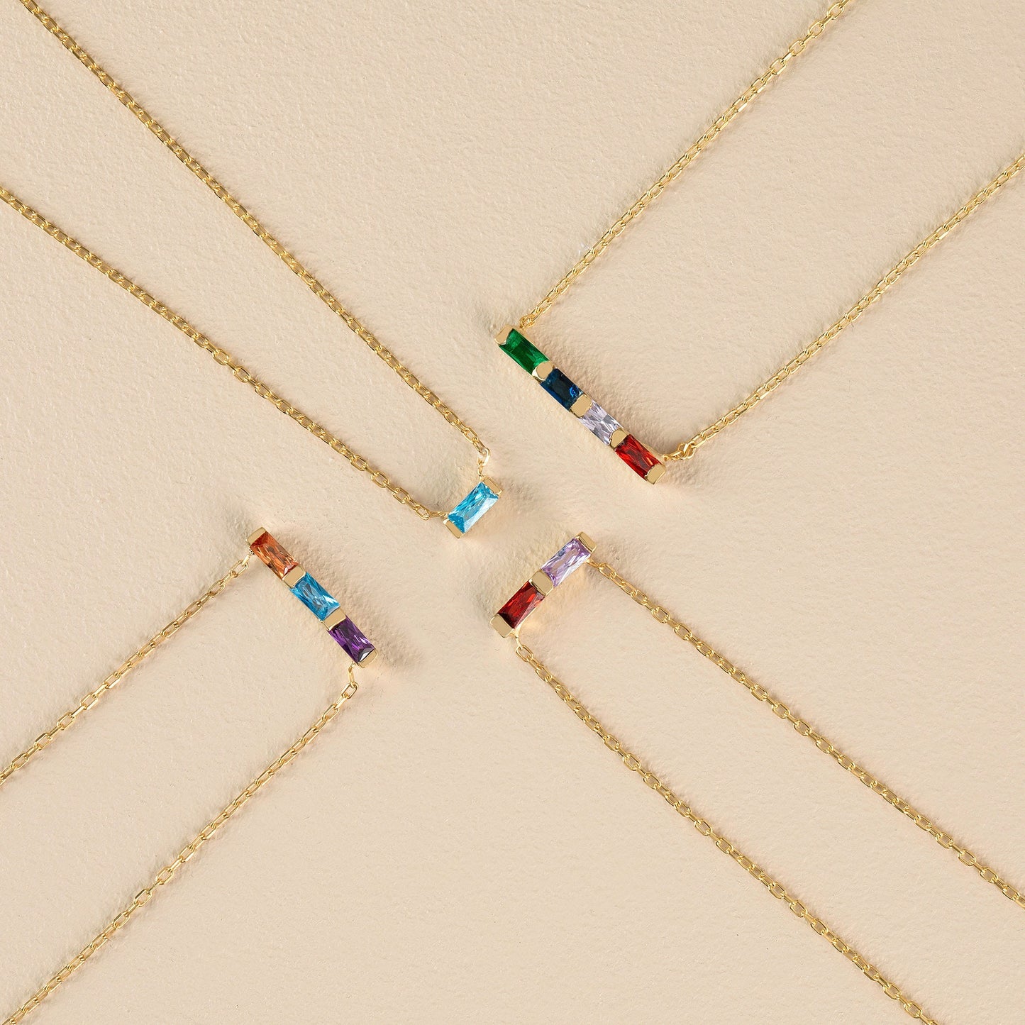 For Friend- Custom Baguette Birthstone Necklace