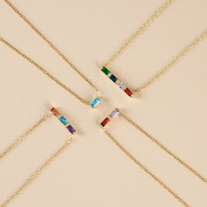 For Friend- Custom Baguette Birthstone Necklace