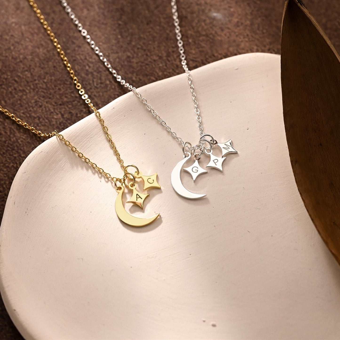 For Love- Custom Moon and Star Necklace