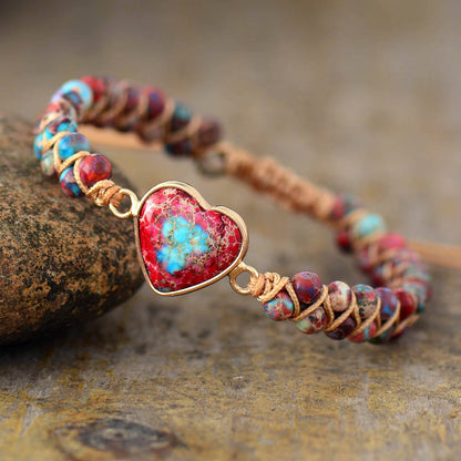 Handmade Natural Stone Heart Bracelet