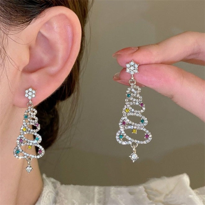 Shiny Christmas Tree Earrings - Silver🎄