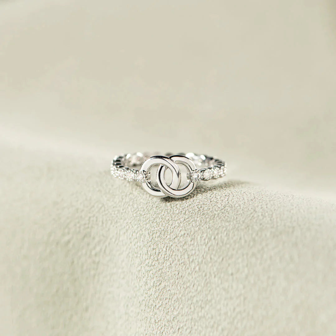 Mother Daughter Bond Matching Pavé Interlocking Ring