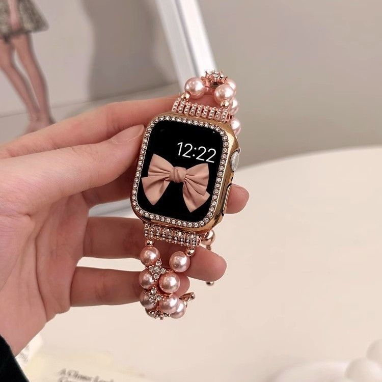 Rhinestones Pearl Bracelet With Rhinestones Case For Apple Watch