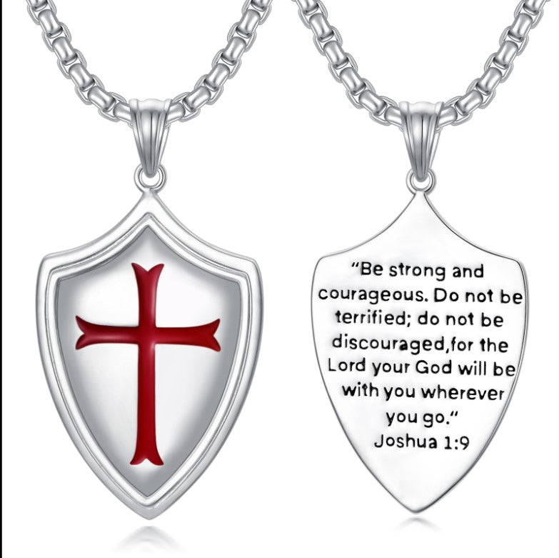 Knights Templar Shield Necklace in Sterling Silver