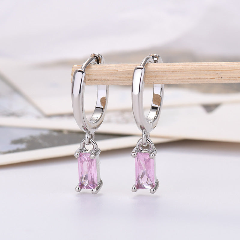 For Love - Fashion Rectangular Colored Zircon Earrings