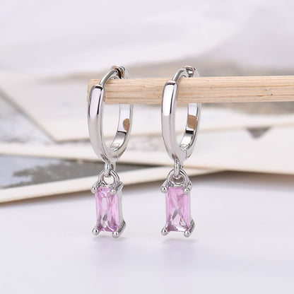 For Love - Fashion Rectangular Colored Zircon Earrings