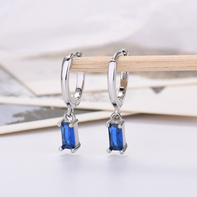 For Love - Fashion Rectangular Colored Zircon Earrings