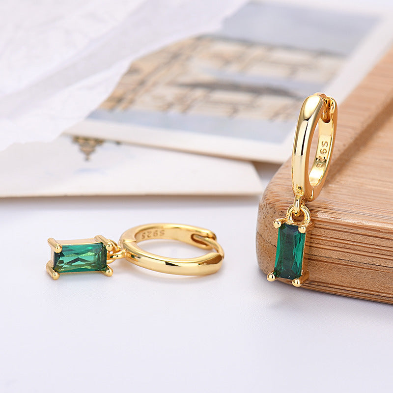 For Love - Fashion Rectangular Colored Zircon Earrings