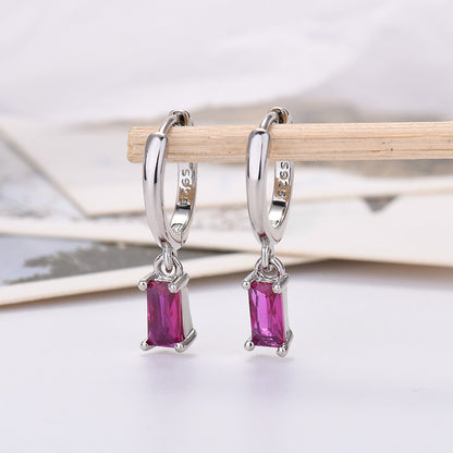 For Love - Fashion Rectangular Colored Zircon Earrings