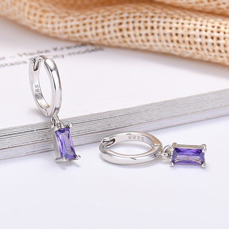 For Love - Fashion Rectangular Colored Zircon Earrings