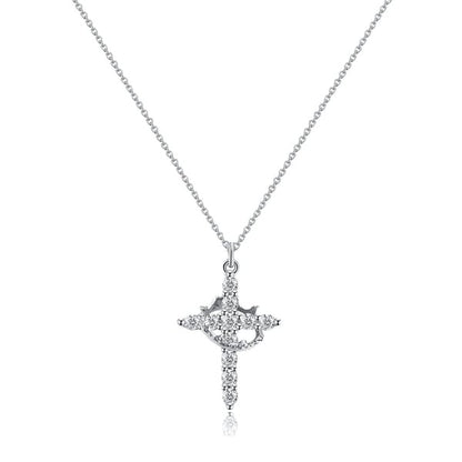 To My Faith - Paved Cross & Crown Necklace
