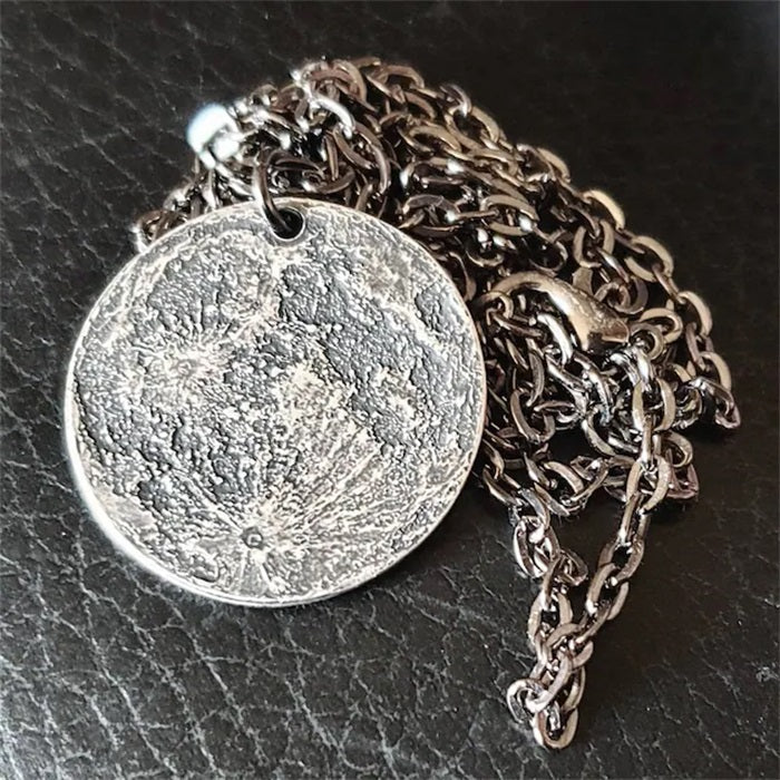 Silver Full Moon Necklace Charm
