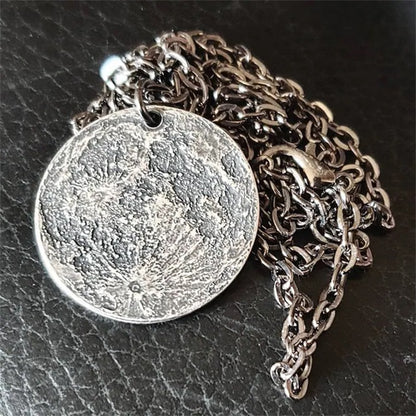 Silver Full Moon Necklace Charm