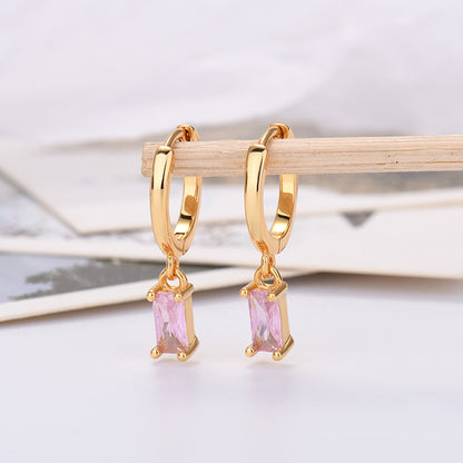 For Love - Fashion Rectangular Colored Zircon Earrings