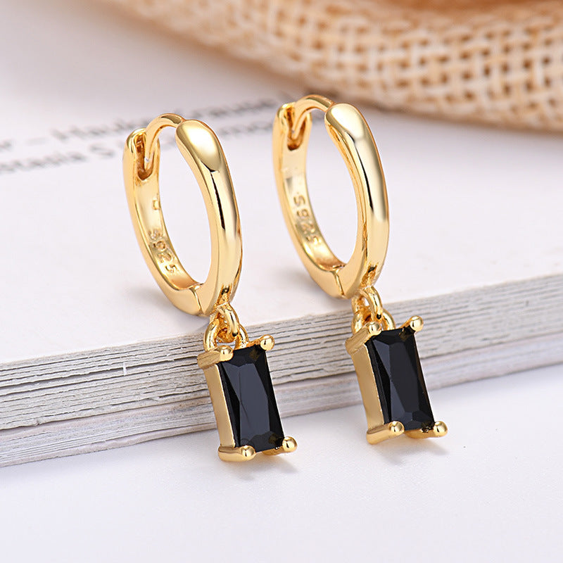 For Love - Fashion Rectangular Colored Zircon Earrings