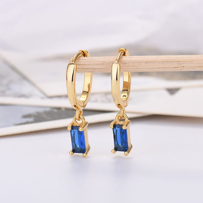 For Love - Fashion Rectangular Colored Zircon Earrings