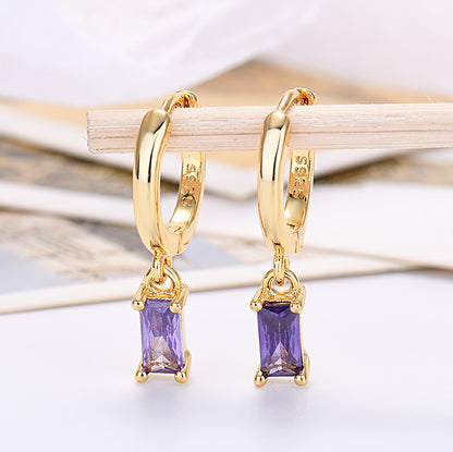 For Love - Fashion Rectangular Colored Zircon Earrings