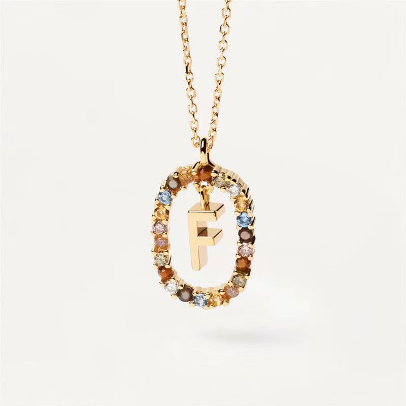 18K Real Gold, Initial Necklace, Letter Pendant