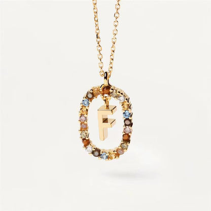 18K Real Gold, Initial Necklace, Letter Pendant