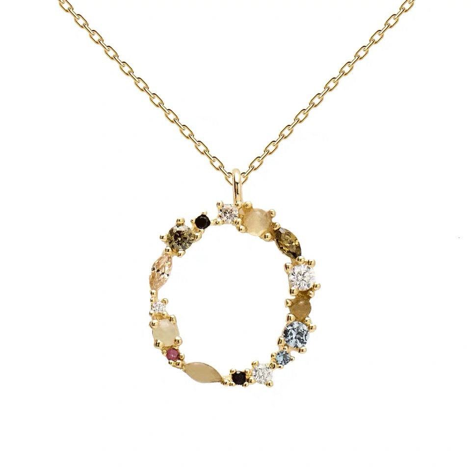 Multi Gemstone Alphabet Necklace