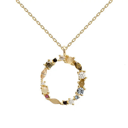 Multi Gemstone Alphabet Necklace