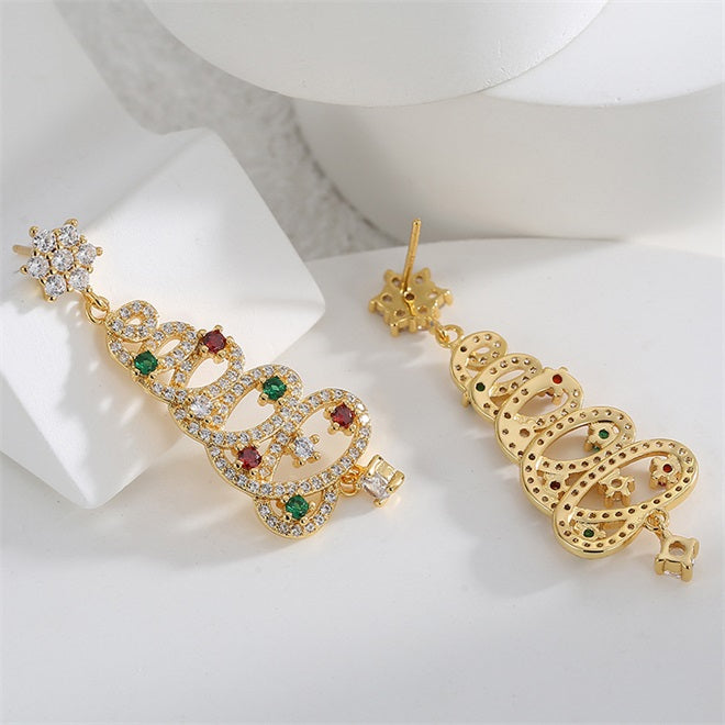 Shiny Christmas Tree Earrings - Gold🎄