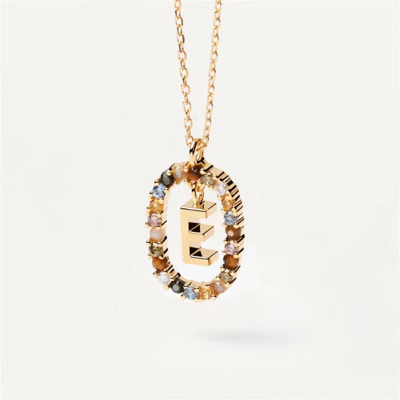 18K Real Gold, Initial Necklace, Letter Pendant