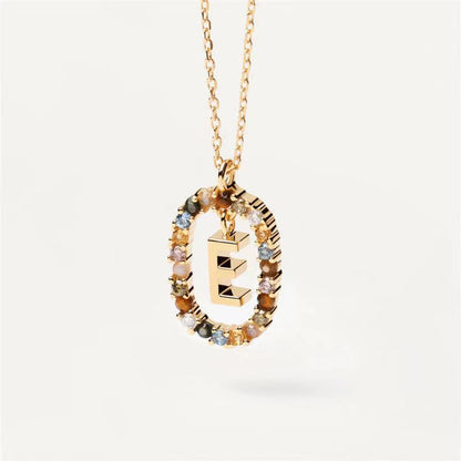 18K Real Gold, Initial Necklace, Letter Pendant