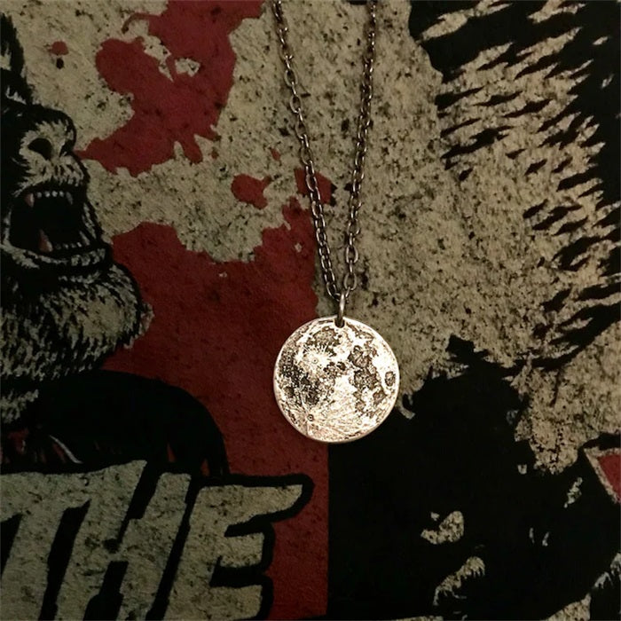 Silver Full Moon Necklace Charm