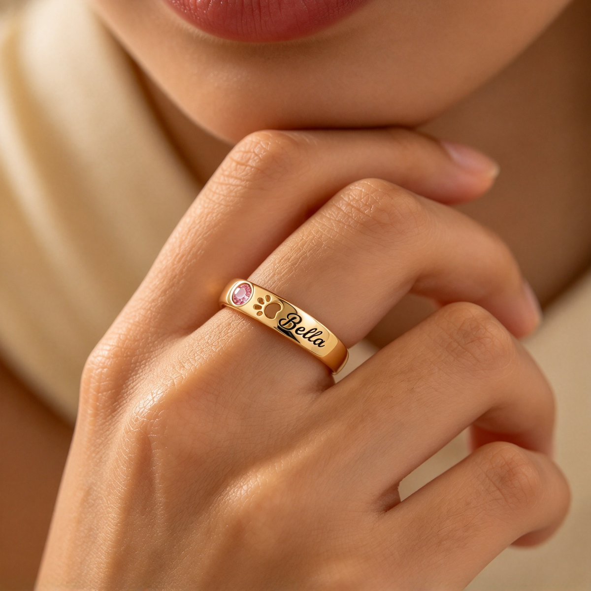 My Four Legged Angel Is Always Near By Custom Name & Birthstone Ring