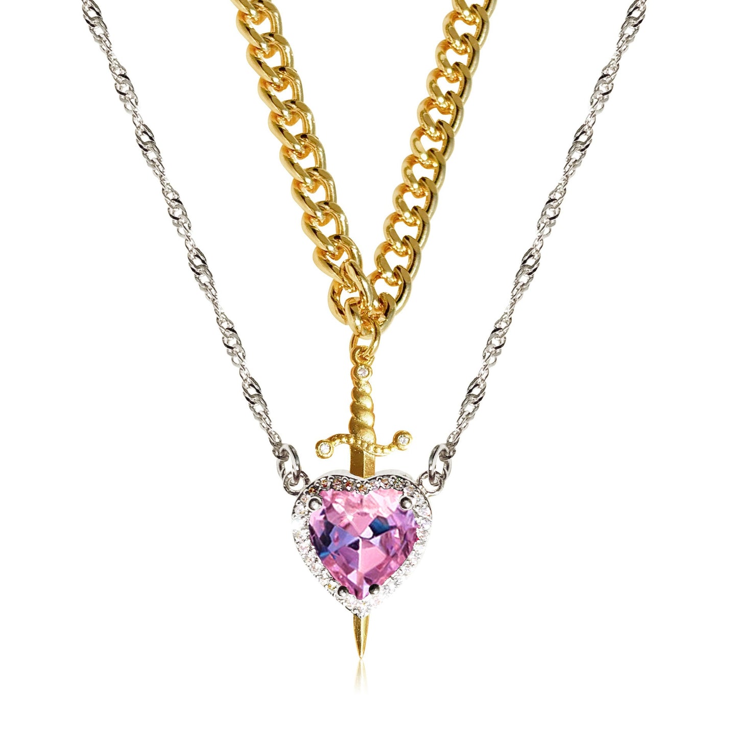 Heart and Sword Pendant Necklace - Couple Necklaces
