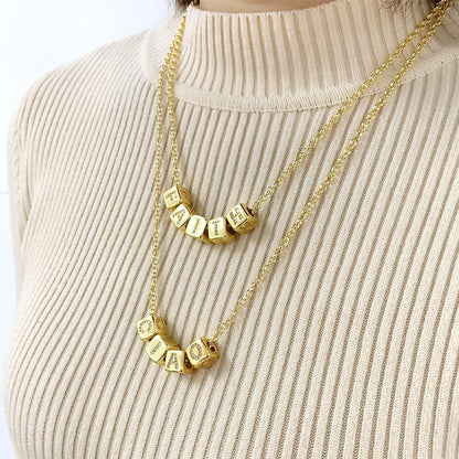 DIY Alphabet Gold Plated Zircon Necklace