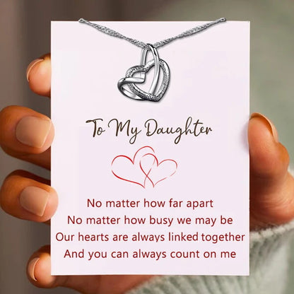 Interlocking Heart Necklace - Mother & Daughter Forever Linked Together