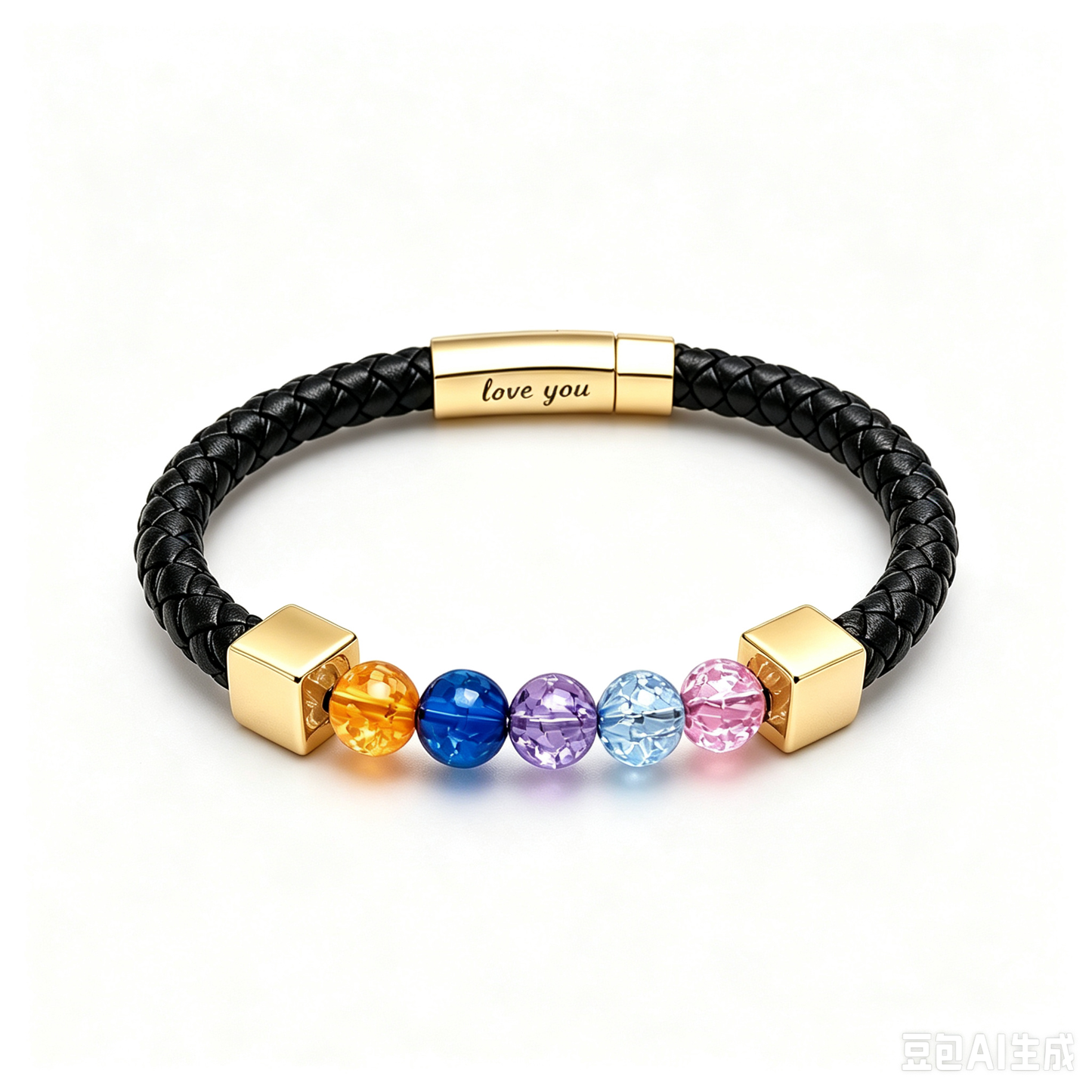 For Love- Personalized Birthstone Leather Bead Bracelet