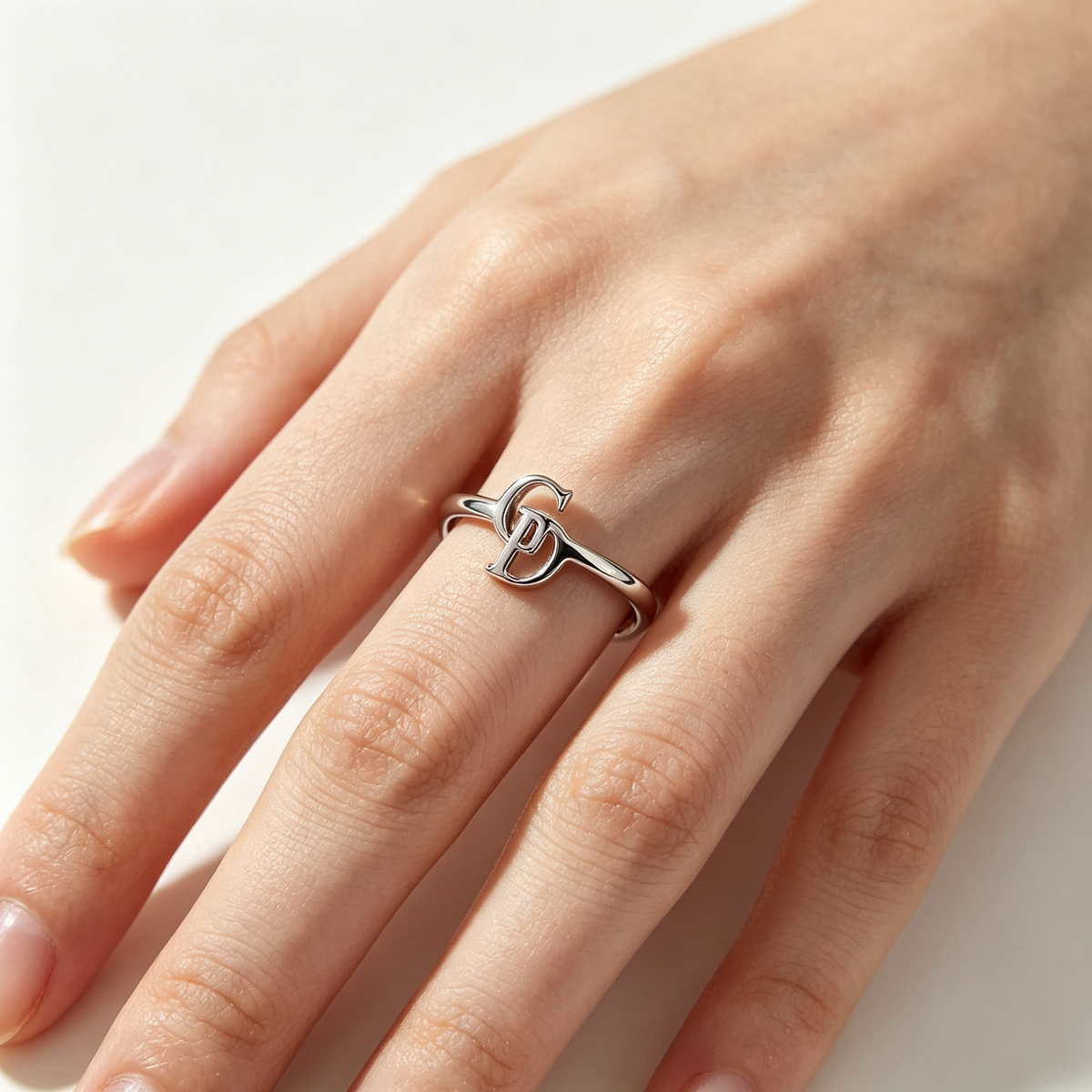 Mother And Daughter Custom Two Initial Interlocking Ring