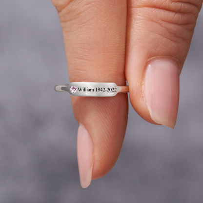 FOR MEMORIAL - CUSTOM NAME & BIRTHSTONE RING
