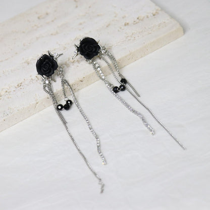 Gothic Rose Tassel Style Zircon Non Pierced Earrings