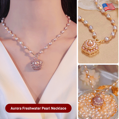- Pink Rotating Pearl Lucky Flower Necklace