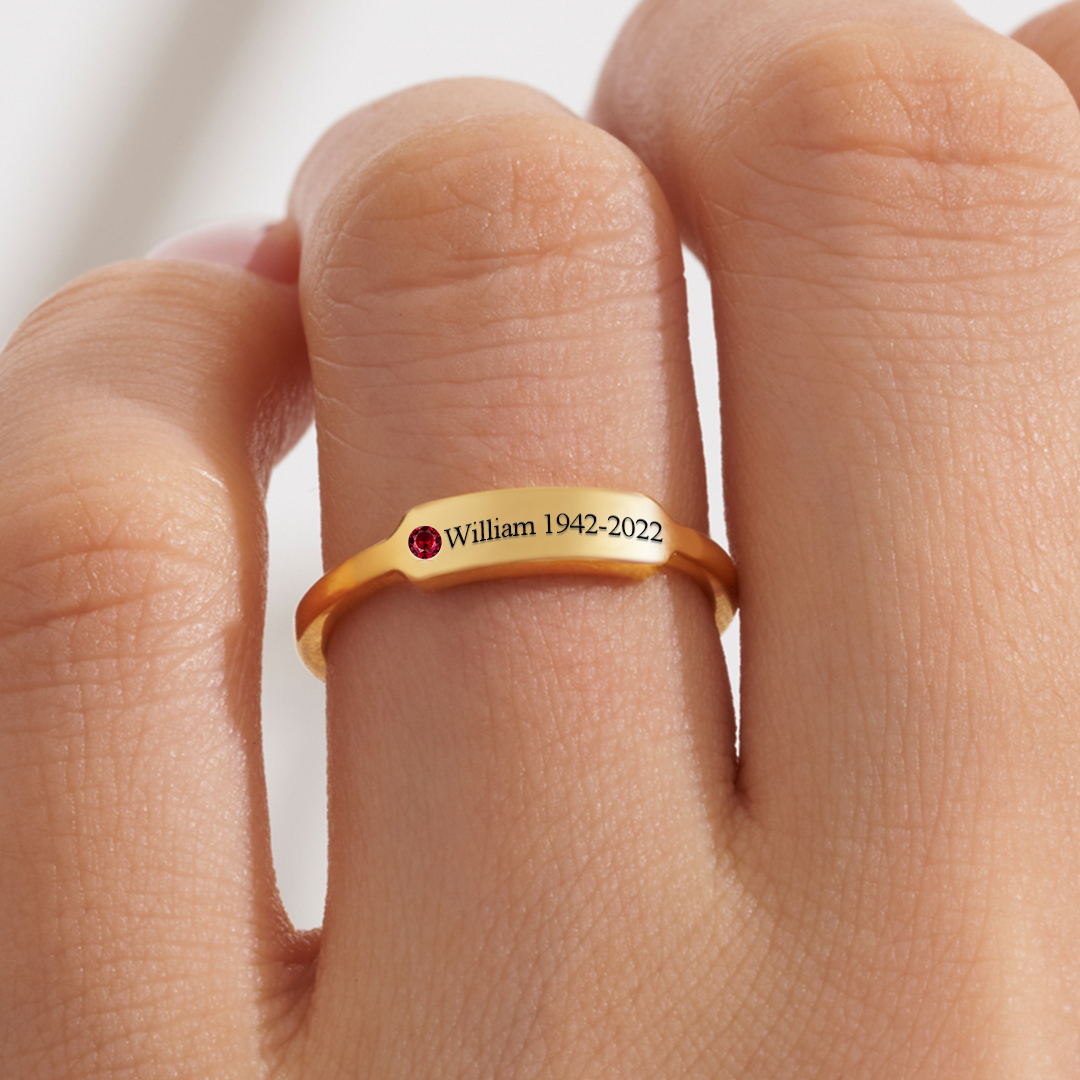 FOR MEMORIAL - CUSTOM NAME & BIRTHSTONE RING