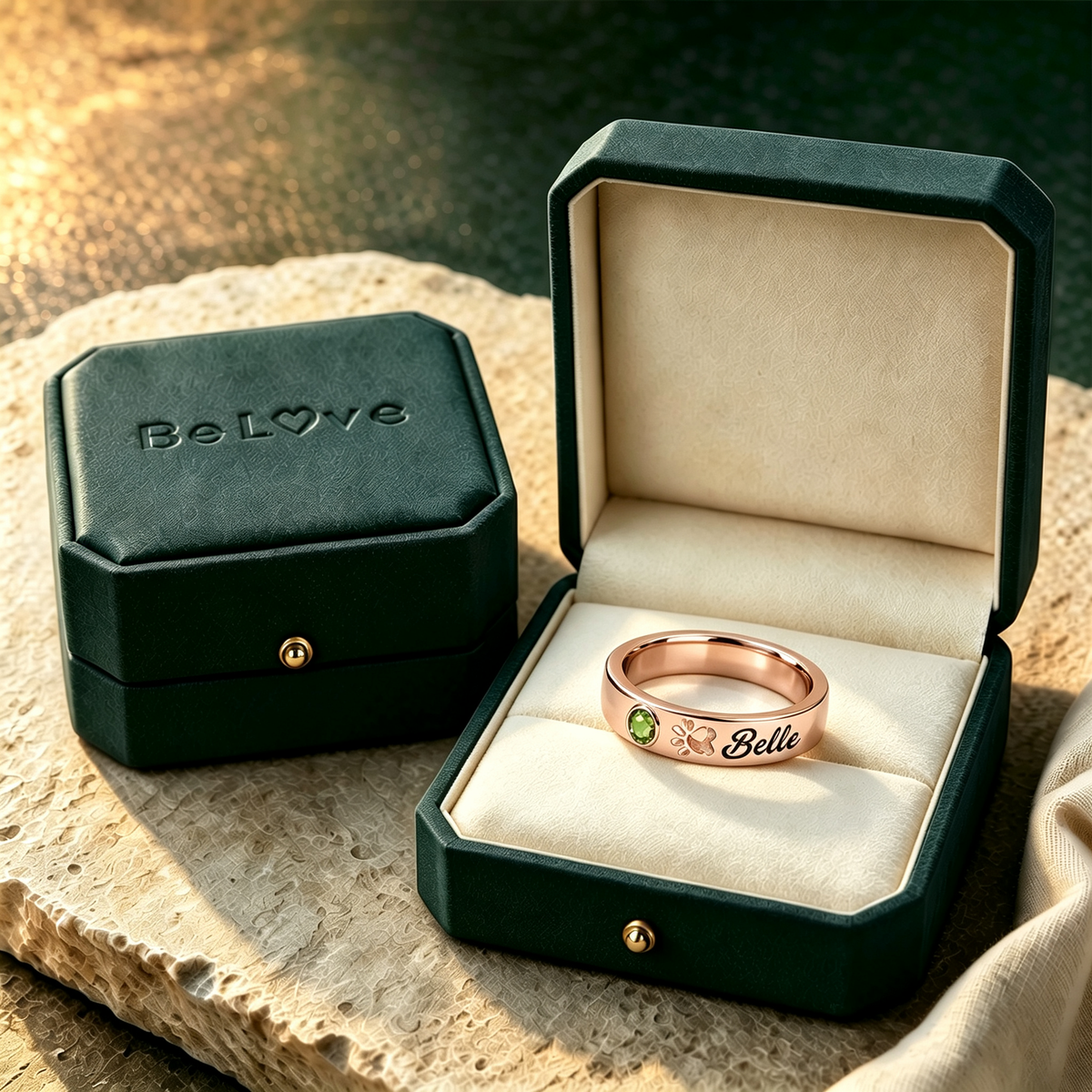 My Four Legged Angel Is Always Near By Custom Name & Birthstone Ring