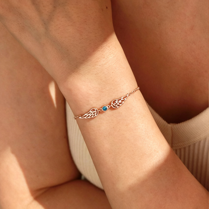 For Memorial -  I'm a Wife to a Husband  Custom Birthstone Wing Bracelet