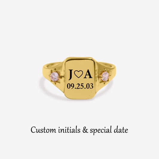 BELOVE CUSTOM INITIAL & SPECIAL DATE RING