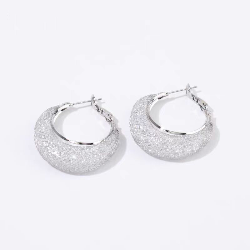 French Hoop Sparkling Earrings