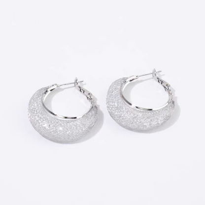 French Hoop Sparkling Earrings