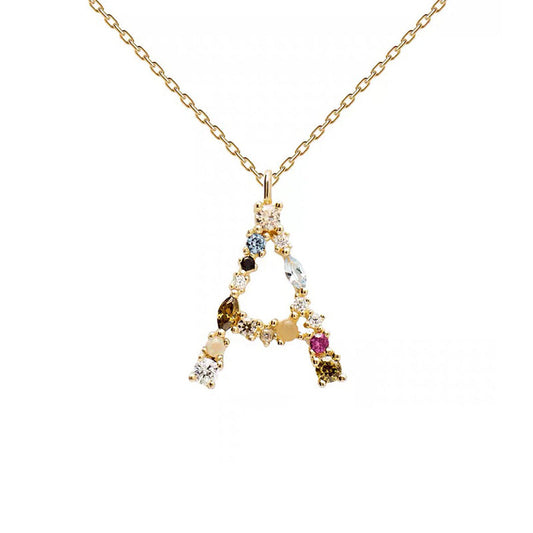 Multi Gemstone Alphabet Necklace