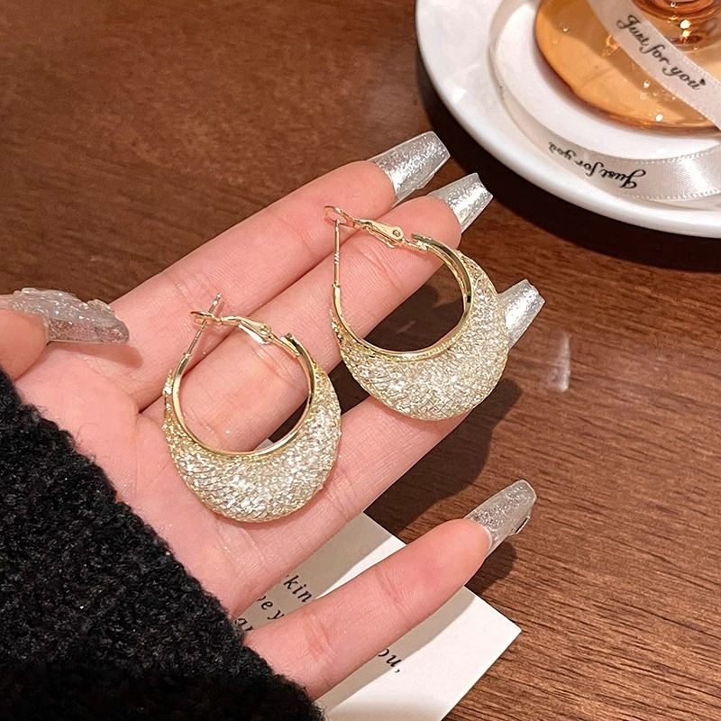 French Hoop Sparkling Earrings