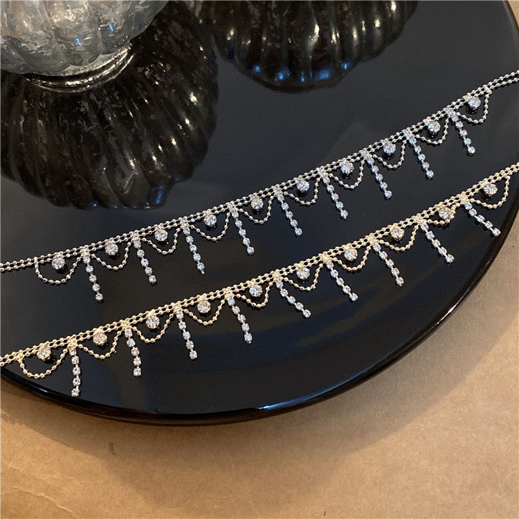 French Lace Edge Diamond Clavicle Chain